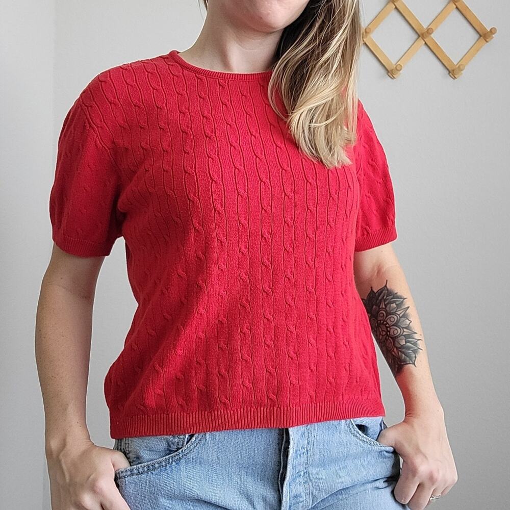 Vintage Pendleton Red Sweater Short Sleeve Sweater Petite Medium